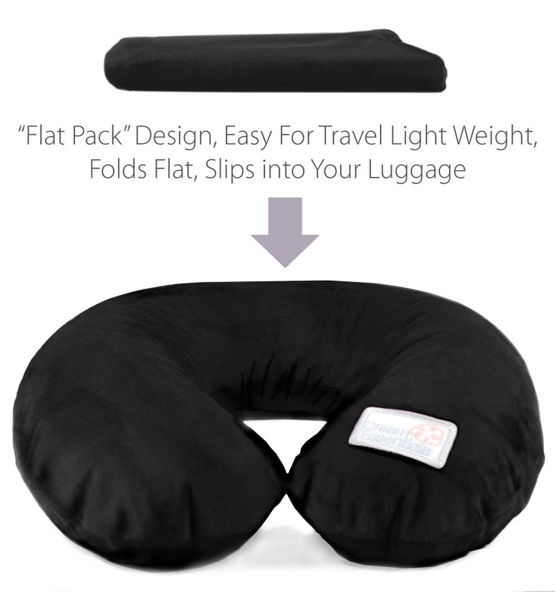 Dream Essentials Wild Essentials Inflatable Travel Neck Pillow, U-Shape with Washable Soft Cover (Black) - Image 2